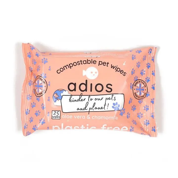 Adios Compostable Pet Wipes 25pk Fashion