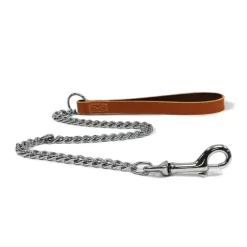 Ancol Extra Heavy Chain Tan Leather Dog Lead Best