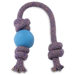 Beco Natural Rubber Ball on Rope Blue Dog Toy Best