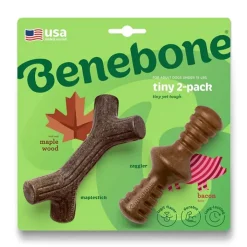 Benebone Tiny Maplestick and Bacon Zaggler Dog Chew Double Pack New
