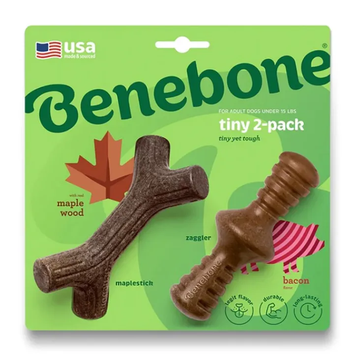 Benebone Tiny Maplestick and Bacon Zaggler Dog Chew Double Pack New