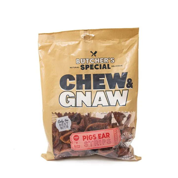 Great & Small Butcher's Special Chew & Gnaw Pigs Ear Strips Dog Treats New