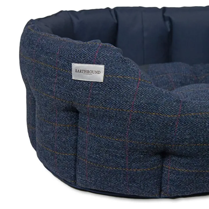 Earthbound Traditonal Tweed & Waterproof Round Dog Bed Midnight Blue Sale