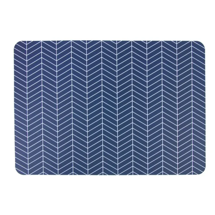 Great & Small Basic Food Pet Mat Blue Zigzag Fashion