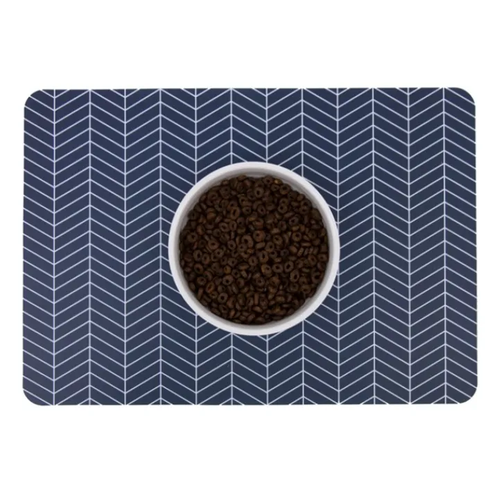 Great & Small Basic Food Pet Mat Blue Zigzag Fashion