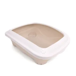 Great & Small Cat Litter Tray with Rim Stone Beige Outlet