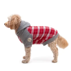 Great & Small Country Adventure Red Check Dog Hoodie Clearance