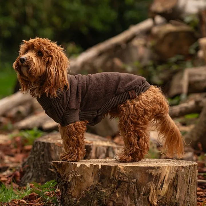 Great & Small Country Fleece Jumper Brown Dog Coat New