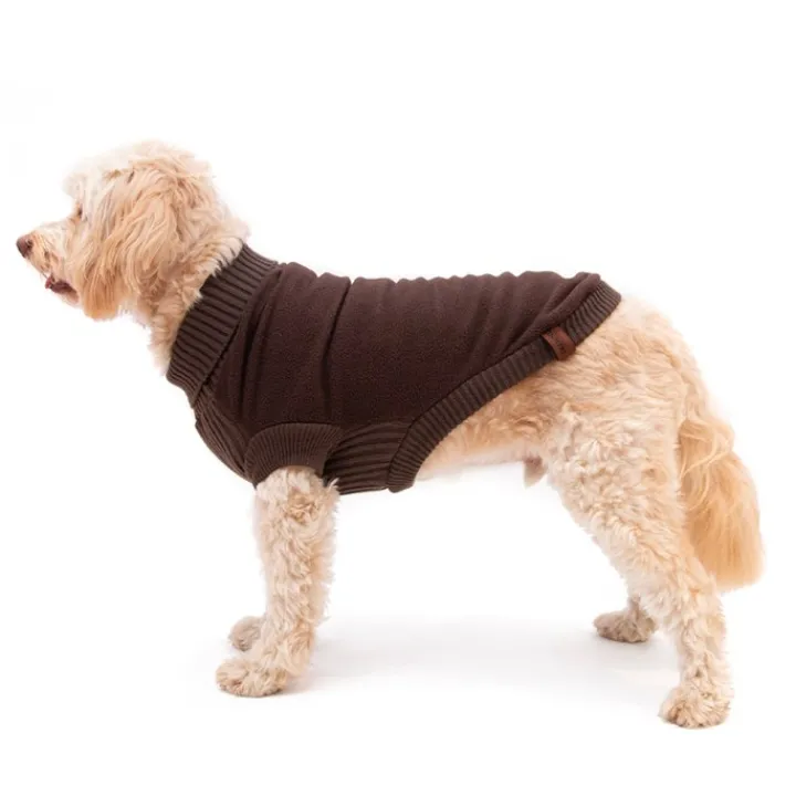 Great & Small Country Fleece Jumper Brown Dog Coat New