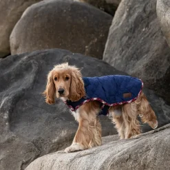 Great & Small Country Quilted Dog Coat Plaid/Navy Clearance