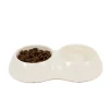 Great & Small Cream Melamine Double Dog Bowl Online