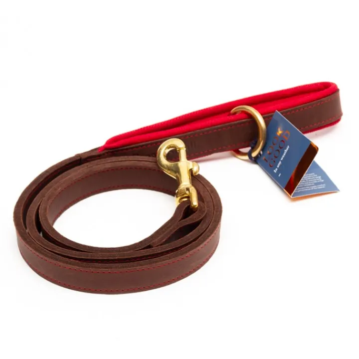 Great & Small Hawkhurst Leather Dog Lead Padded Red Discount