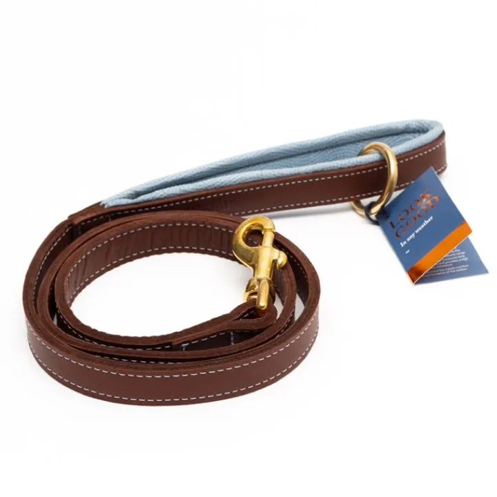 Great & Small Hawkhurst Leather Dog Lead Padded Blue New