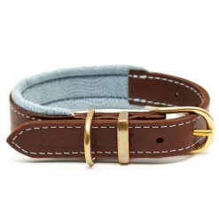 Great & Small Hawkhurst Leather Dog Collar Padded Blue Best