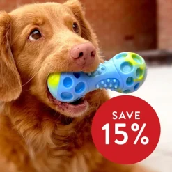 Great & Small Let's Play Loud TPR Dumbbell Dog Toy Large New