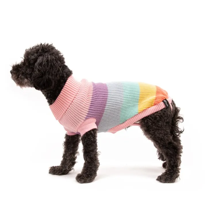 Great & Small Penrose Knitted Pastel Rainbow Dog Jumper Discount