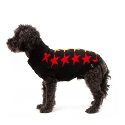 Great & Small Penrose Knitted Black with Stars Dog Jumper New