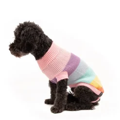 Great & Small Penrose Knitted Pastel Rainbow Dog Jumper Discount