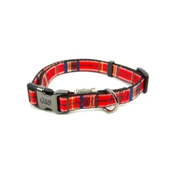 Great & Small Penrose Tartan Dog Collar Red Clearance