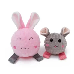Great & Small Pink Plush Rabbit & TPR Ball Dog Toy Hot