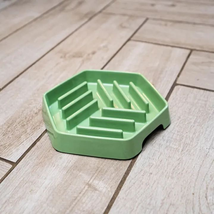 Great & Small Sage Green Slow Down Hexagon Dog Bowl Online