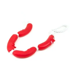 Great & Small Vinyl Sausage with Rope Dog Toy Hot