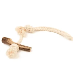 Green Elk Antler & Loop Rope Dog Toy New