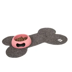 Green Elk Grey Jute Bone Dog Feeding Mat Online