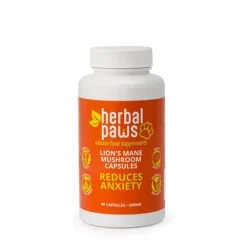 Herbal Paws Reduces Anxiety Lions Mane Mushroom 90 Capsules New
