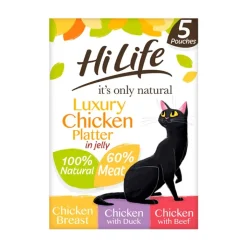 HiLife Its Only Natural Cat Pouch Multipack Luxury Chicken Platter In Jelly 50g x 5 Best