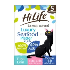 HiLife Its Only Natural Cat Pouch Multipack Luxury Seafood Platter In Jelly 50g x 5 Outlet