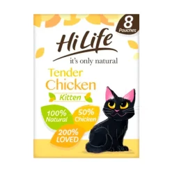 HiLife It's Only Natural Kitten Pouch Multipack Chicken 8 x 70g New