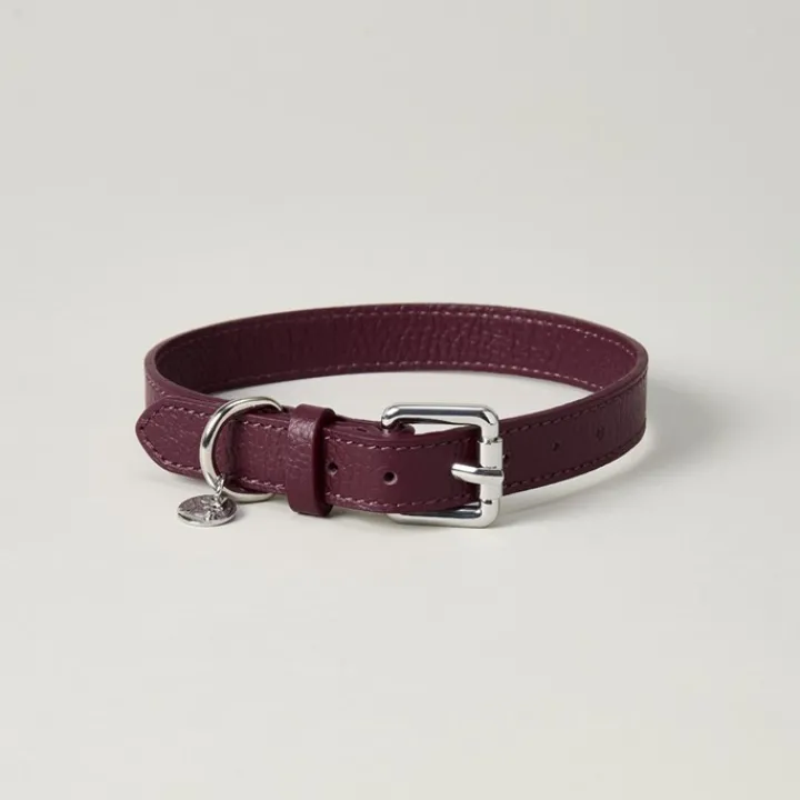 Lily & Leo Leather Flat Dog Collar Oxblood Outlet