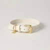 Lily & Leo Leather Flat Dog Collar Cream New