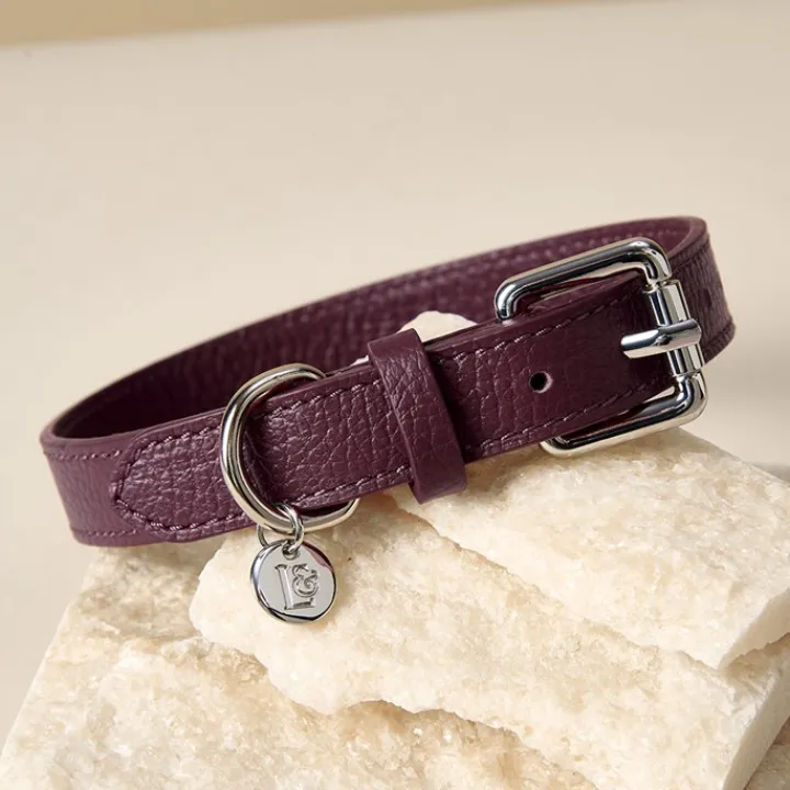 Lily & Leo Leather Flat Dog Collar Oxblood Outlet