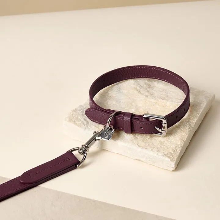 Lily & Leo Leather Flat Dog Collar Oxblood Outlet