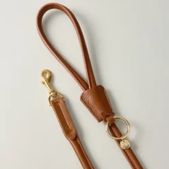 Lily & Leo Leather Rolled Dog Lead Tan Hot