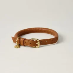 Lily & Leo Leather Rolled Dog Collar Tan Best