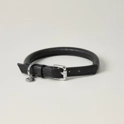 Lily & Leo Leather Rolled Dog Collar Black Discount