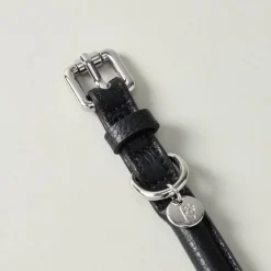 Lily & Leo Leather Rolled Dog Collar Black Discount