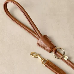 Lily & Leo Leather Rolled Dog Lead Tan Hot
