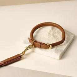 Lily & Leo Leather Rolled Dog Lead Tan Hot