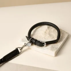 Lily & Leo Leather Rolled Dog Collar Black Discount
