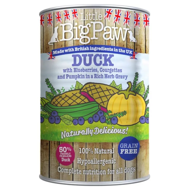 Little Big Paw Natural Delicious Duck Vegetable and Herb Wet Dog Food 390g Clearance