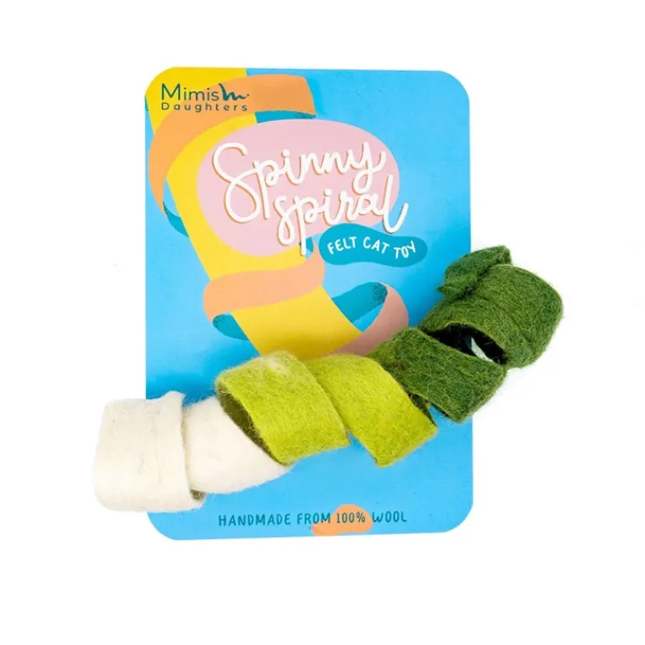 Mimis Daughter Spinny Spirals Felt Cat Toy Green Best