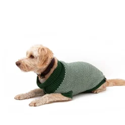 Great & Small Penrose Penrose Knitted Green Checkered Dog Jumper Fashion