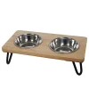Rosewood Wooden Double Diner Dog Bowls & Stand Sale
