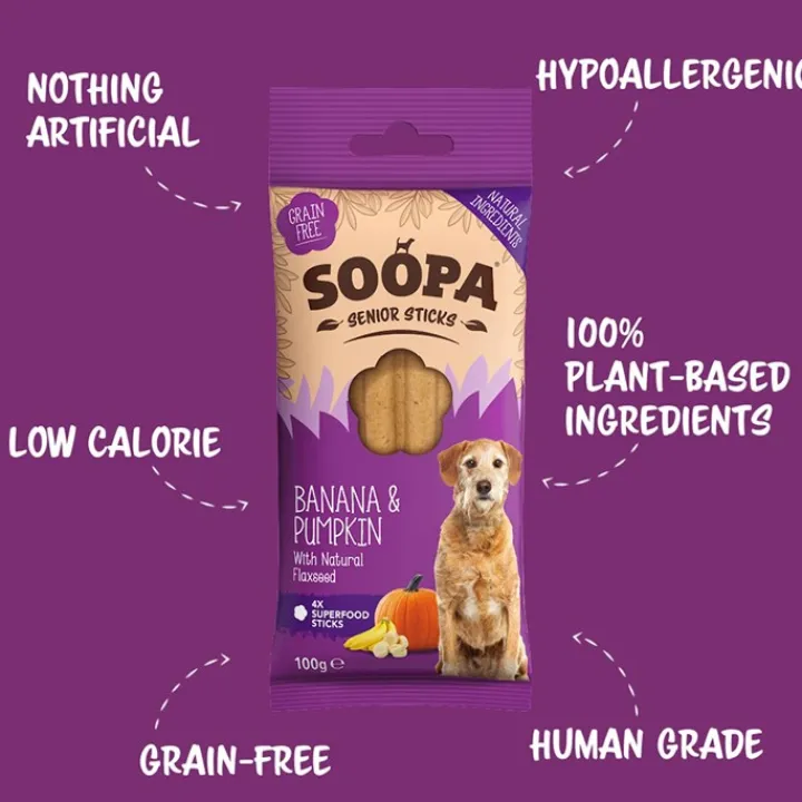 Soopa Senior Banana & Pumpkin Sticks 100g Clearance