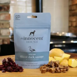 The Innocent Hound Sliced Duck Sausage with Cranberry Dog Treats 70g Clearance