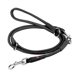 WAUDOG Leather Adjustable Dog Lead Black New